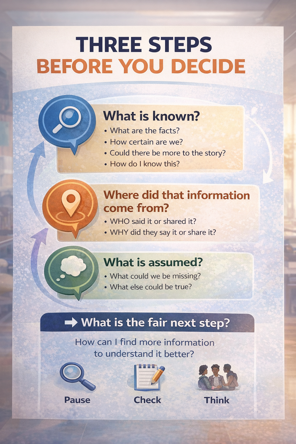 Three steps before deciding graphic