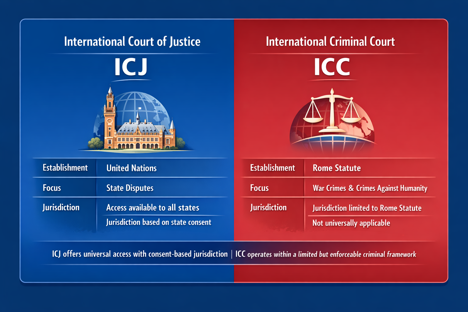 ICJ and ICC coverage comparison