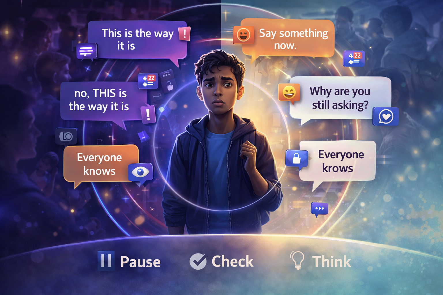 Pause check think graphic